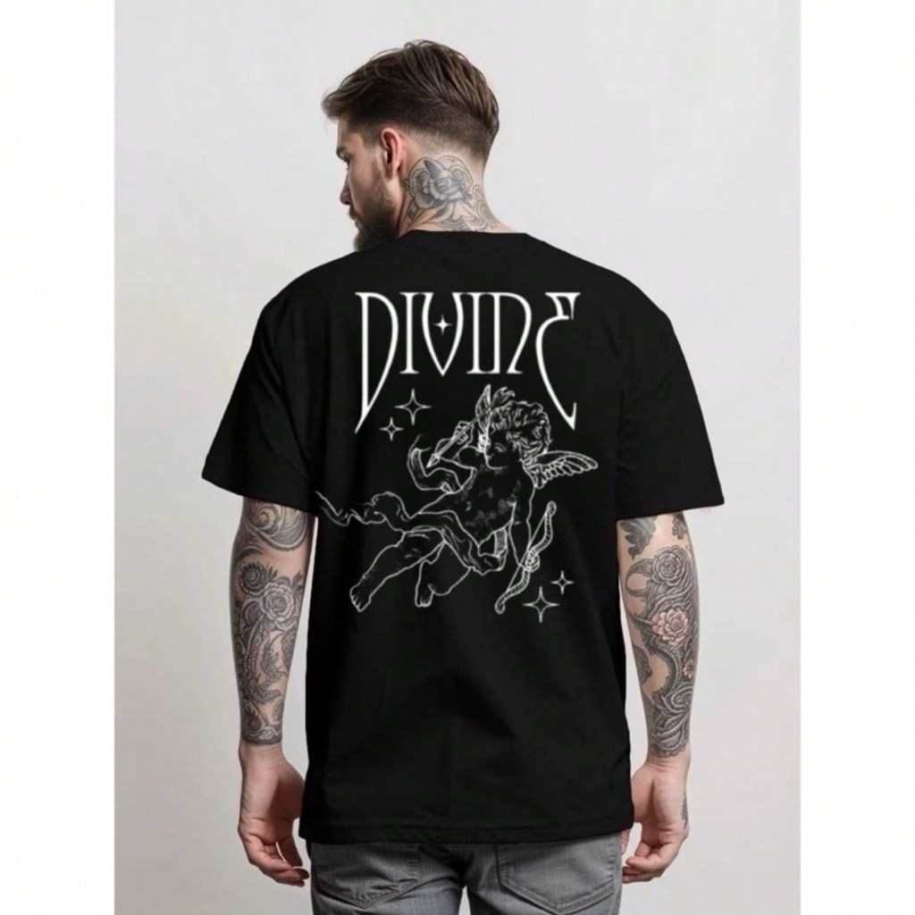 divine anjo cupido aesthetic Camiseta Unissex Masculino Feminino 100% Algodão Streetwear Plus Size