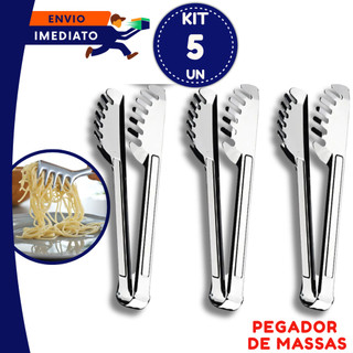 Pegador de Massas Inox 20cm Multiuso para Macarrão Espaguete e Cozinha 3 5 Unidades 