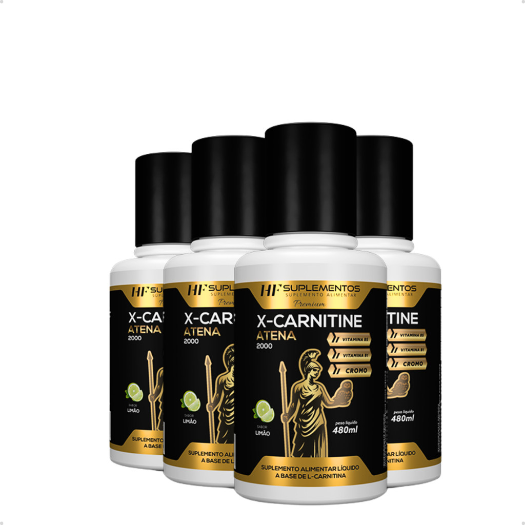 4X X-CARNITINE ATENA 2300 + CROMO 480ML LIMÃO HF SUPLEMENTS