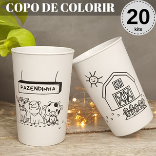 Copo Para Colorir Fazendinha Lembrancinha de Aniversário Festa Infantil Educativa Brinde Criativo. em Oferta na Shopee