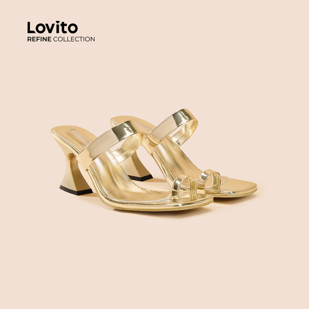 Detalhes do (Lovito Refine) Salto bloco liso elegante para mulheres LFAR8403