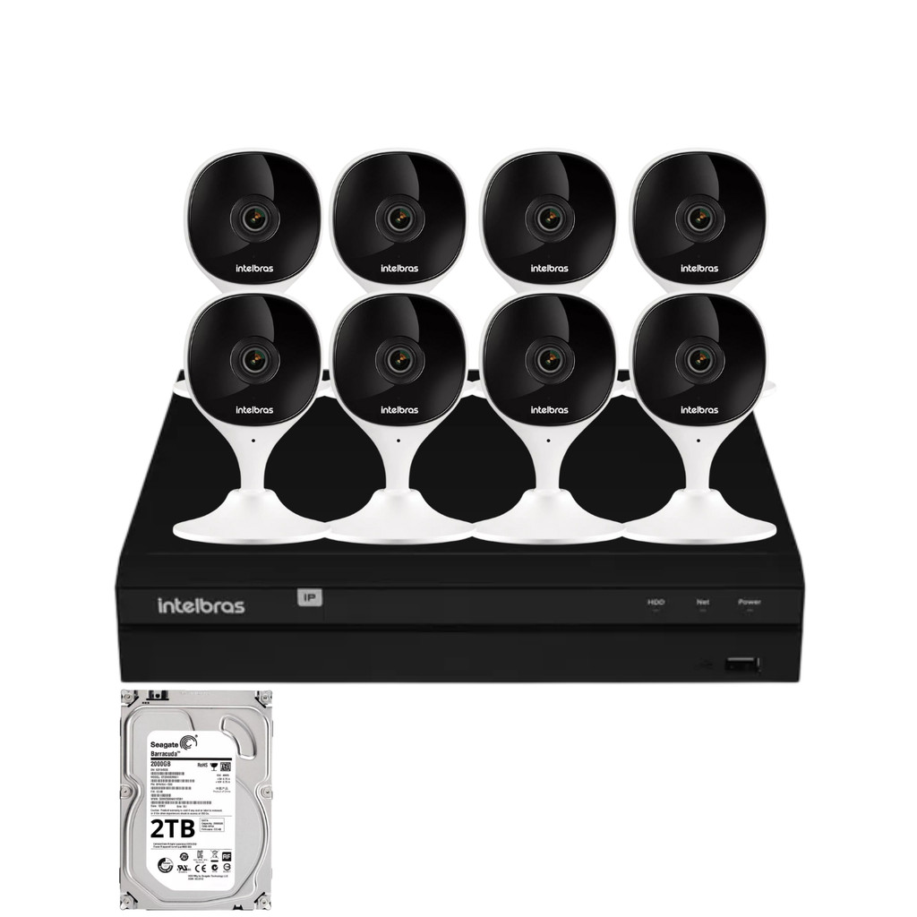 Kit 8 Câmeras Intelbras Imx-c Full Hd Nvd  1408 Intelbras Com Hd 2Tb