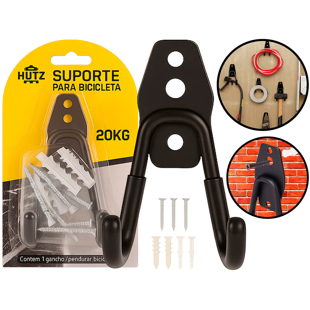 Suporte Ferro Para Parede Bicicleta Ferramentas Multiuso + Bucha Instalação 9 Peças Hutz	 em Oferta na Shopee
