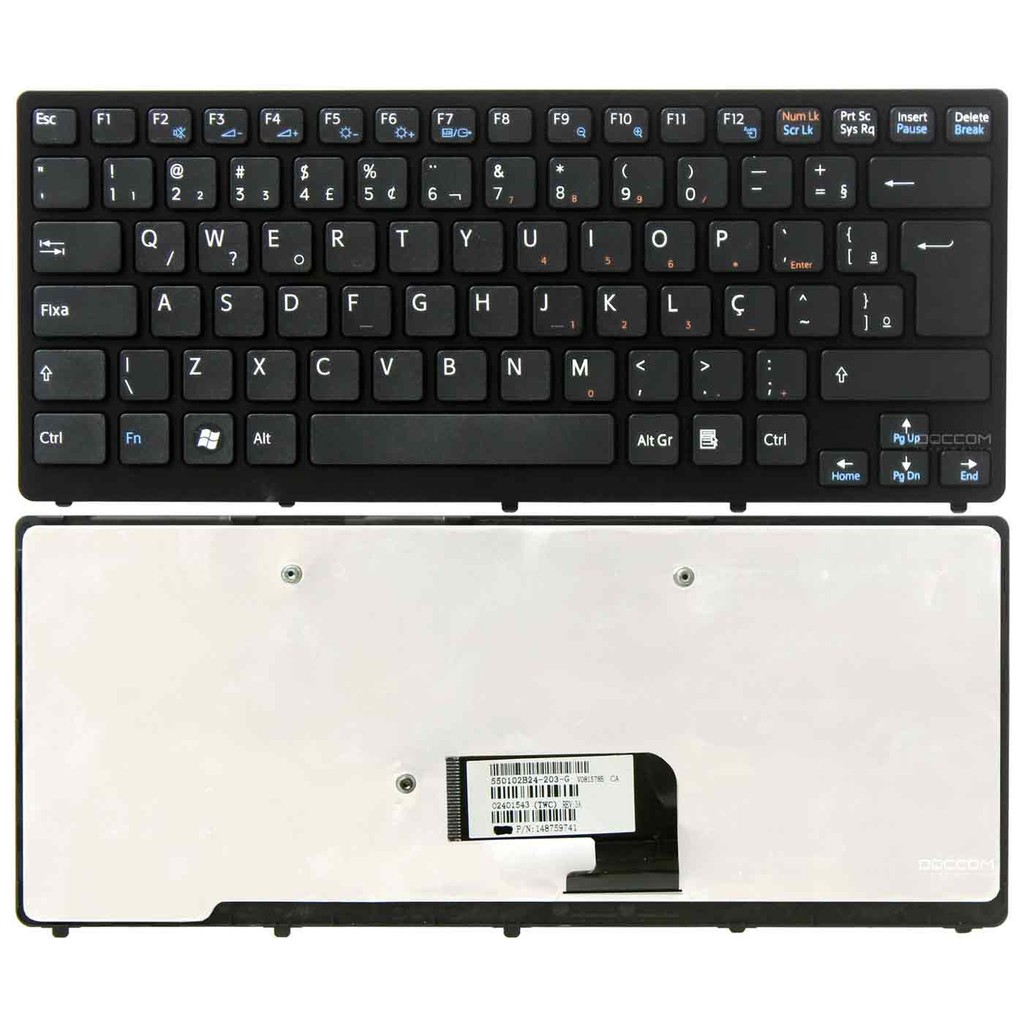 Teclado Para Notebook Sony Vaio Vpccw21fx Pcg-61411l Pcg-61111l Pcg-61112l Pcg-61113t Novo Layout Br Com Ç
