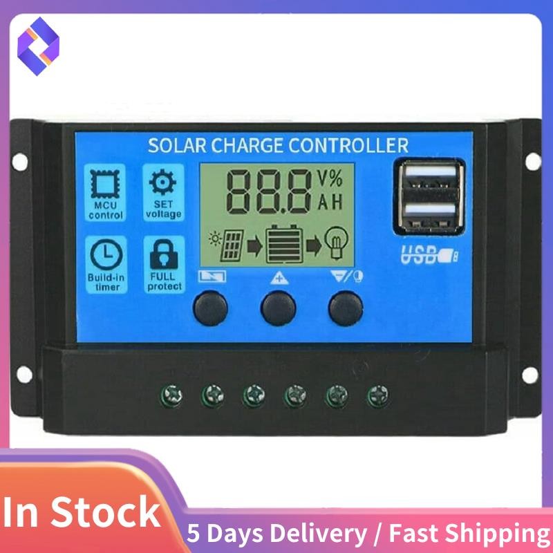 Controlador De Carga Solar 100A , Painel , Bateria , Regulador Inteligente , Multifuncional Com Porta USB Dupla LCD