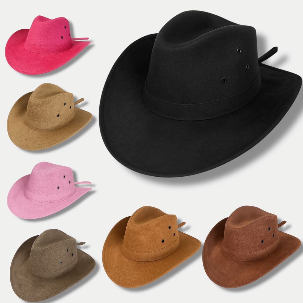Chapéu Cowboy Country Feminino Preto Liso Masculino Rodeio Festa