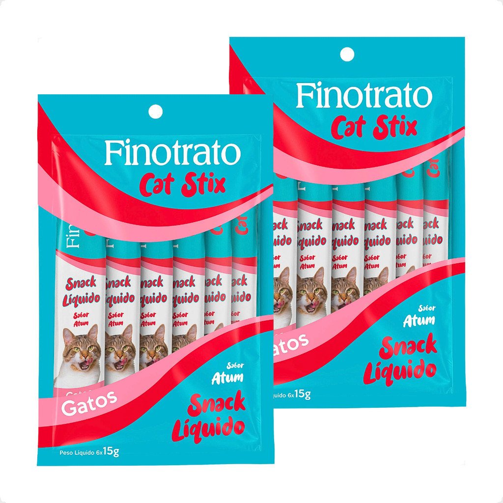 Kit 2 Petisco Cat Stix Sabor Atum Finotrato - 6 Unidades 15G - Pets