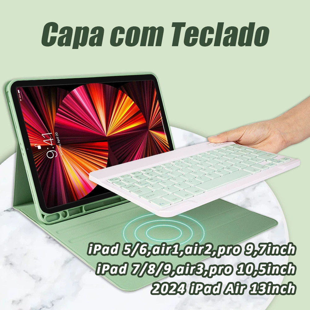 Capa com Teclado Para iPad 5 6 7 8 9 Geração, air1, air2, air3, air13, ipad pro 9,7 ou 10,5 inch em Oferta na Shopee