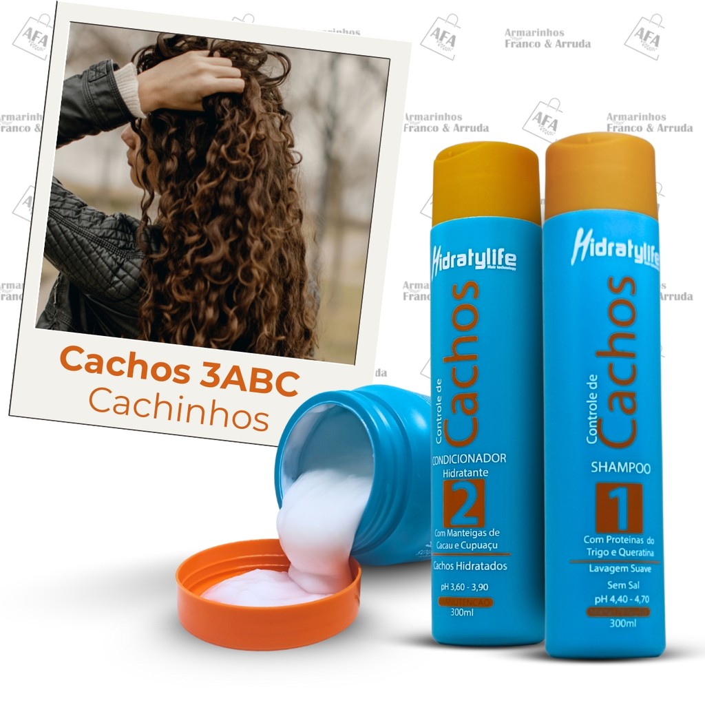 Kit Hidratante Controle de Cachos Mairibel - Shampoo, Condicionador e Ativador de Cachos