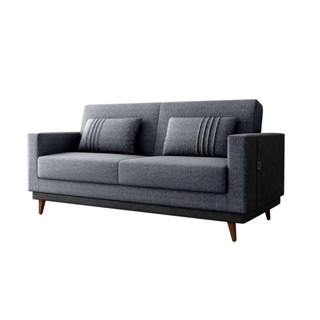 Sofá Cama Esther Matrix Preto Linho Cinza Conforto Duplo 203cm Espaço Versátil em Oferta na Shopee