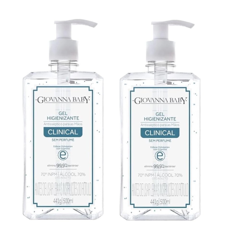 Giovanna Baby Gel Higienizante Clinical 500ml Kit 2un em Oferta na Shopee