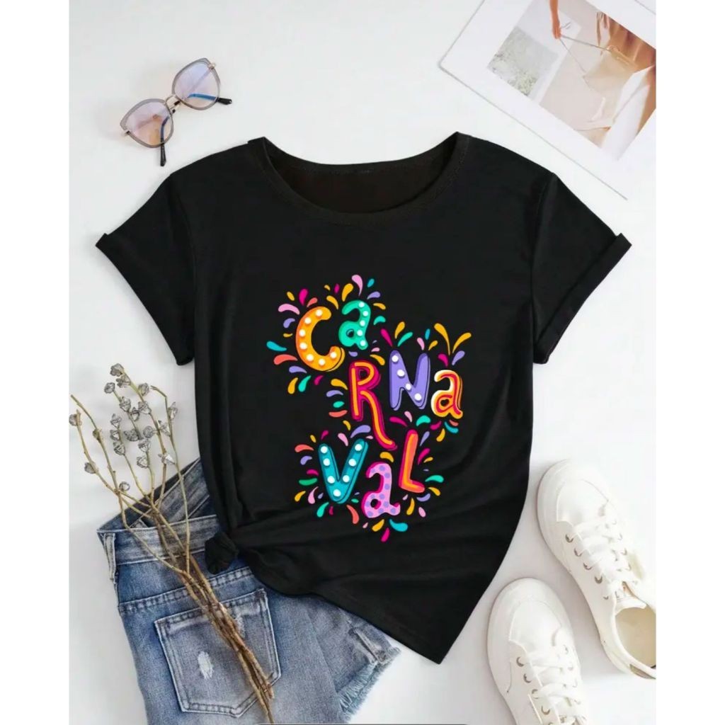 Blusa Carnaval Feminina Masculina Estampa Carnaval Colorida e Alegre em Oferta na Shopee