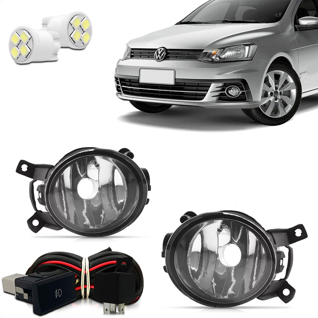 Kit Farol De Milha Neblina Auxiliar Gol Voyage G7 2017 2018 Botão Painel