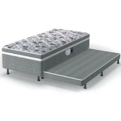 Cama Box c/ Auxiliar Conjugado Solteiro: Colchão Ortopédico D28 ProDormir Advanced Gray (88x188x43) - Probel