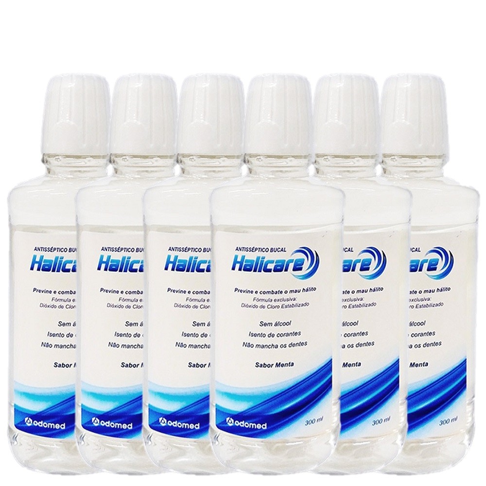 Kit Odomed Halicare - Enxaguante Bucal Antisseptico 300ml (6 Unidades) em Oferta na Shopee