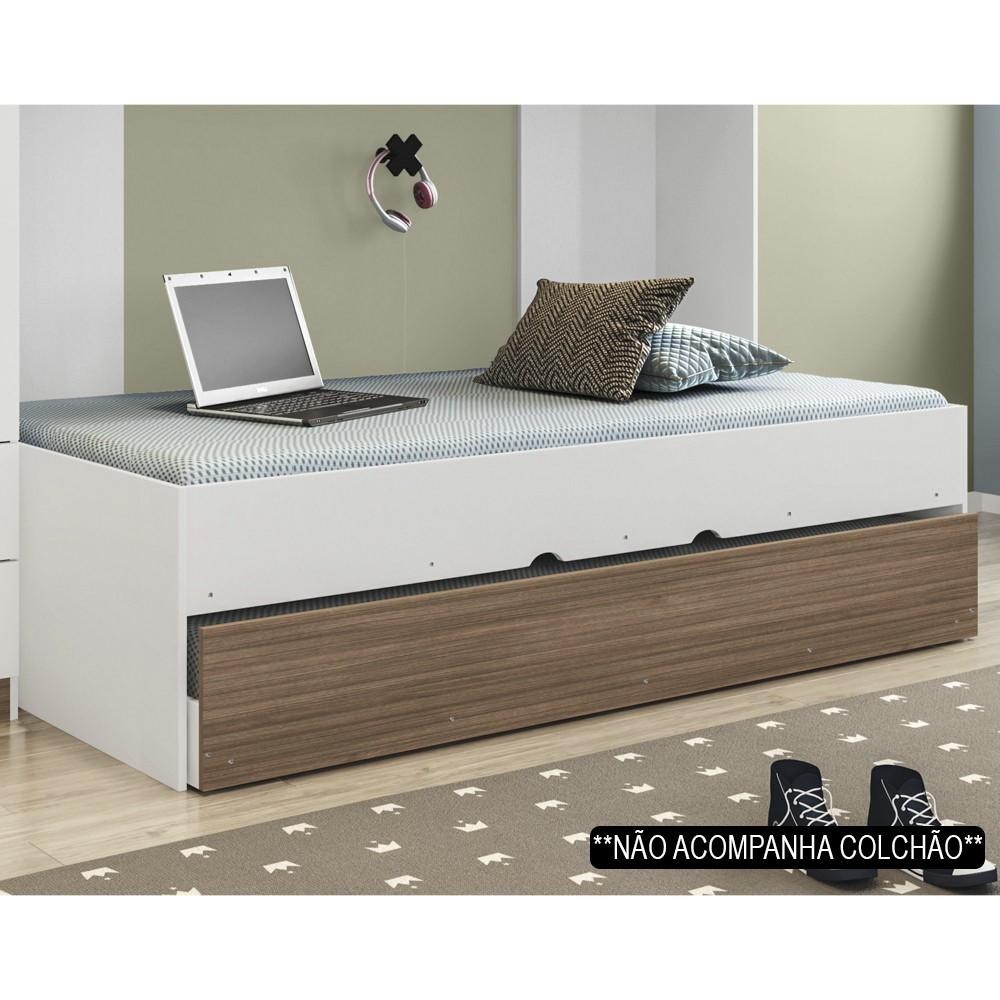 Bicama Solteiro Cama Auxiliar 100% MDP Chiara Carvalho/Branco - Phoenix em Oferta na Shopee