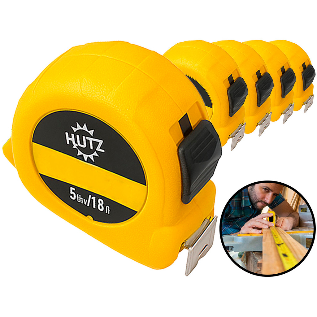 Kit 5 Trena Fita Métrica Longa Inox Com Trava Presilha Profissional Multiuso 5m x 25mm Hutz em Oferta na Shopee