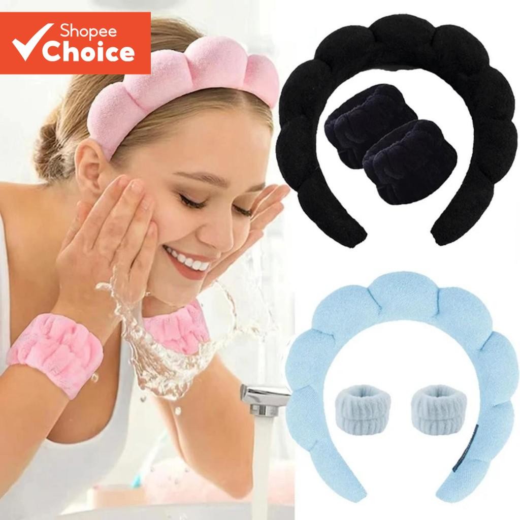 Kit De Auxílio Para Lavagem Facial De 3 Peças (1 Faixa De Cabeça + 2 Pulseiras) , Maquiage...