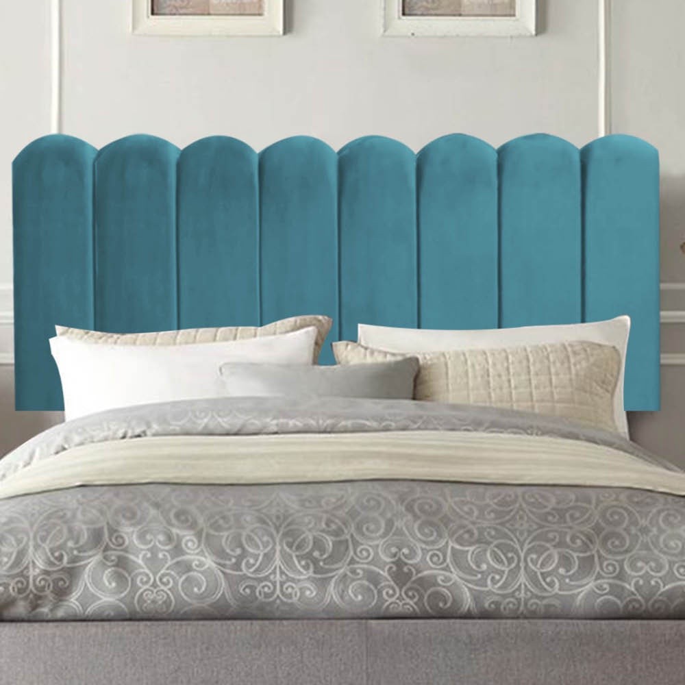 Painel Estofado Luxo Nuvem Alanis 90cm Solteiro Para Cama Box Suede Azul Turquesa - Gat Magazine
