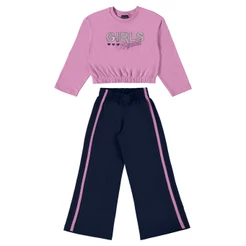 Conjunto Blusão Cropped e Calça Infantil Menina Guloseima