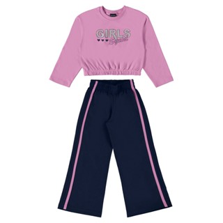 Conjunto Blusão Cropped e Calça Infantil Menina Guloseima em Oferta na Shopee