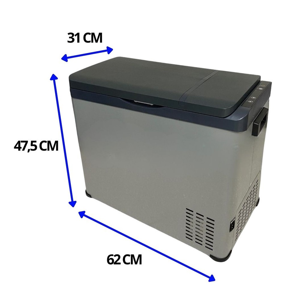 Detalhes do Mini Geladeira Portátil 40 Litros 12V/24V 110v/220v Caminhão Onibus Van Carro Camping Pesca Barco