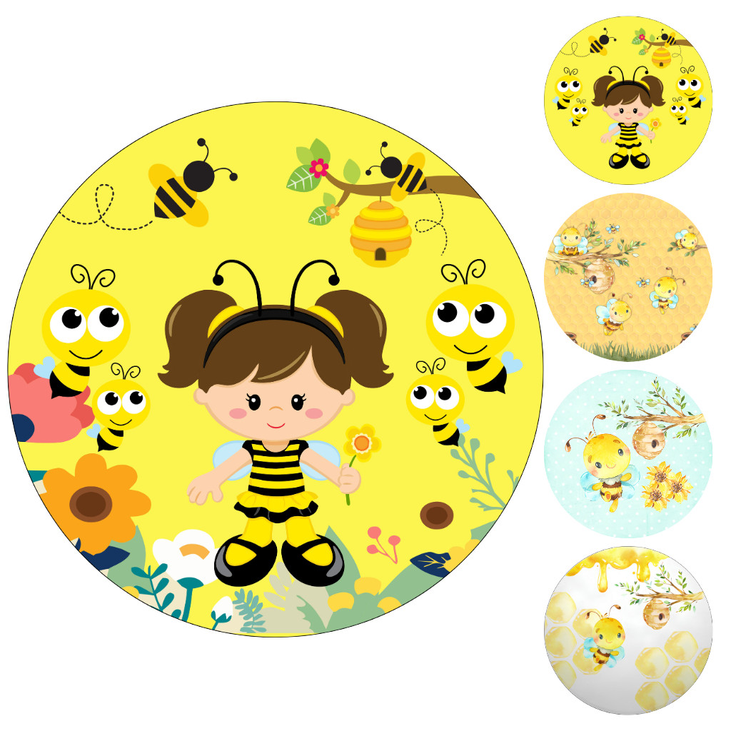 Capa Painel Redondo Mesa Abelhinha Sublimado C/ Elástico 50×50Cm em Oferta na Shopee