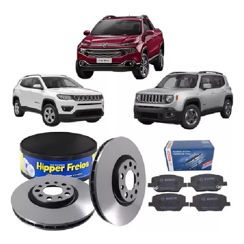 Kit Disco E Pastilha Freio Dianteiro Fiat Toro Jeep Renegade