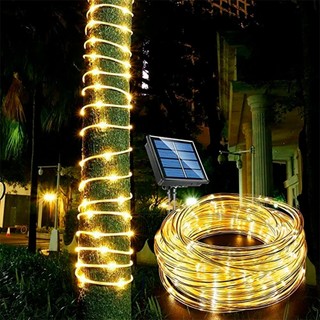 12M à prova d'água solar Corda luz/tubo de PVC macio 8 modos para decoração de Natal de árvore de jardim