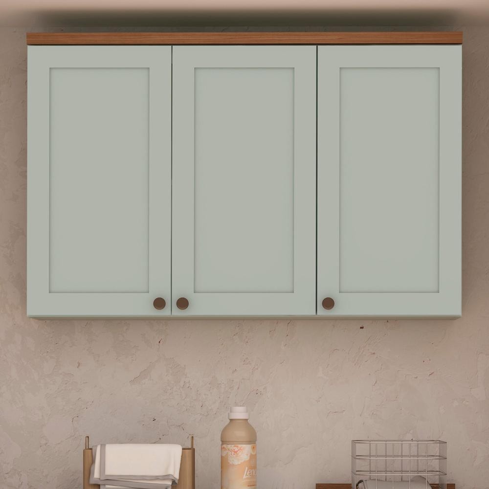 Armário de Cozinha Genialflex Iluminata 3 Portas Hortelã em Oferta na Shopee