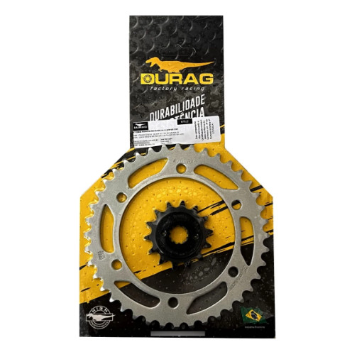 KIT COROA E PINHÃO DURAG HONDA SAHARA 300 2024 EM DIANTE 14/40 AÇO 1045