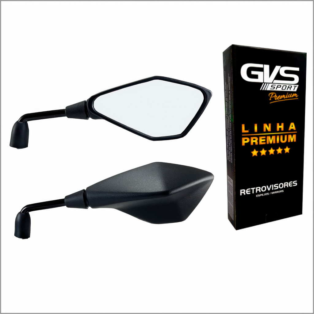 Retrovisor GVS Z400 Rebaixado Haste Longa Rosca Honda CG Fan Start Lente Convexa Prata - Spare Parts and Accessories for Vehicles