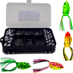 Kit Isca Artificial Estojo Chumbada Anzol e Girador