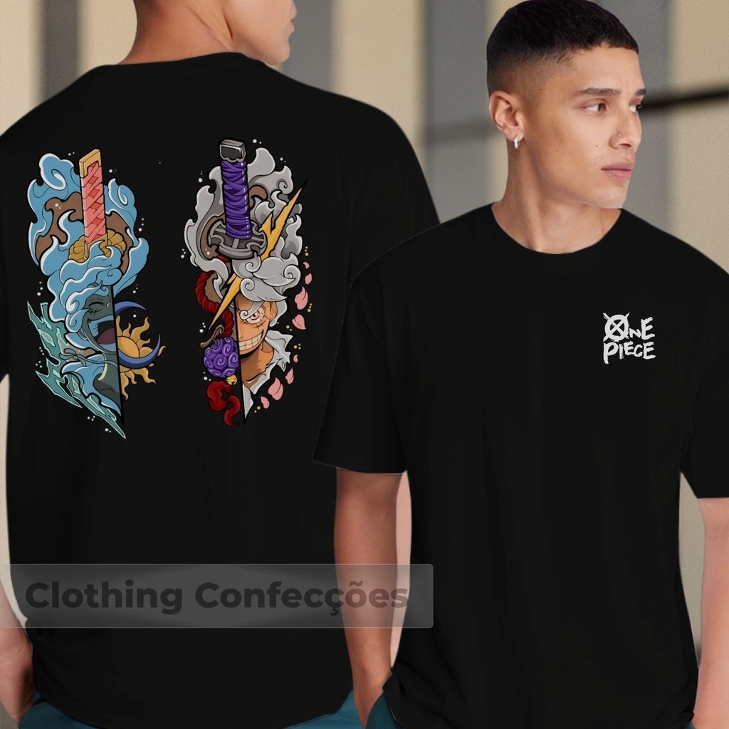 Camiseta One Piece Luffy Gear 5 Estilo Urban Geek Estampa Pop Japonesa Camisa Unissex Blusa 100% Algodão