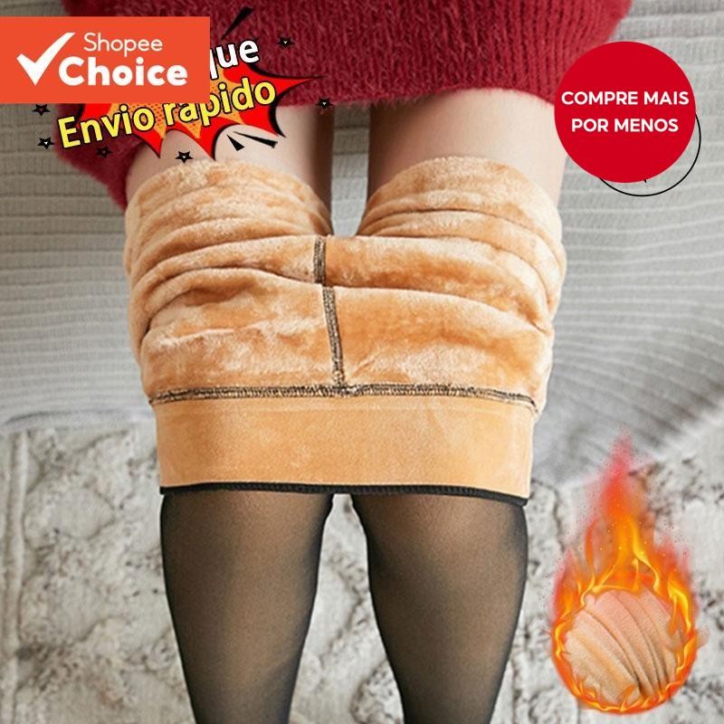 Meias-Calças De Inverno Super Elásticas Pretas Slim Para Mulheres Moda Casual Mais Veludo ...