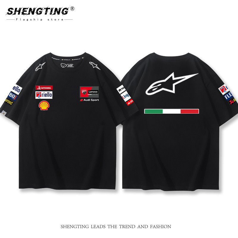 Estoque Pronto DUCATI Motocicleta Pesada De Manga Curta Motogp Camiseta De Algodão Puro Impresso