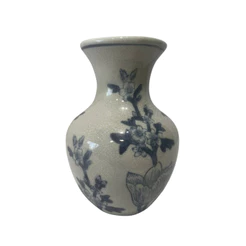 VASO CERAMICA FLORAL BRANCO 7X15CM