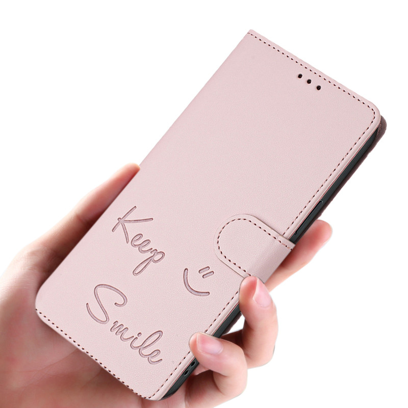 Capa De Telefone Para infinix Hot 70 4G 5G Flip Com Padrão Em Relevo Sorridente Suporte Dobrável Proteção De Blindagem R