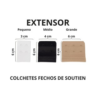 Extensor de Sutiã Colchete Extensor Sutia Preto Bege Branco