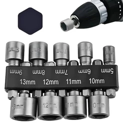 Jogo Soquetes Bits Sextavado Profissional Kit 9 Peças Aço 1/4 Furadeira Parafusadeira Compativel Makita