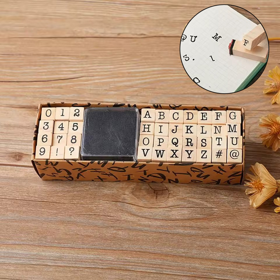 Kit Carimbo De Letras Alfabeto Números Pedagógico Personalizado Infantil Marcador Kraft Com Almofada em Oferta na Shopee