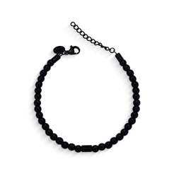 Pulseira Masculina Pedra Ônix Preta com Ajuste Regulável