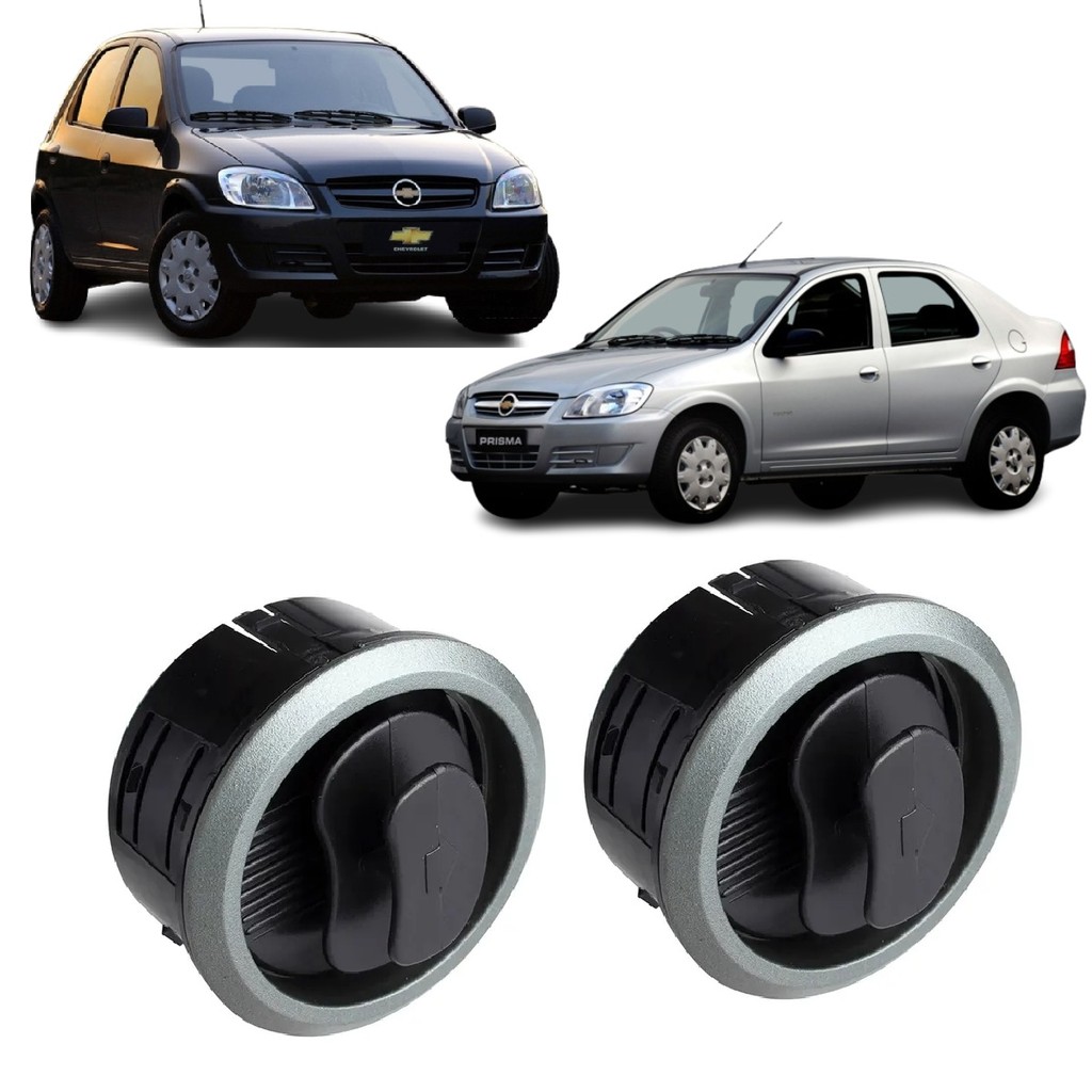 KIT 2 DIFUSOR SAIDA DE AR CELTA PRISMA 2007 A 2016 ARO PRATA