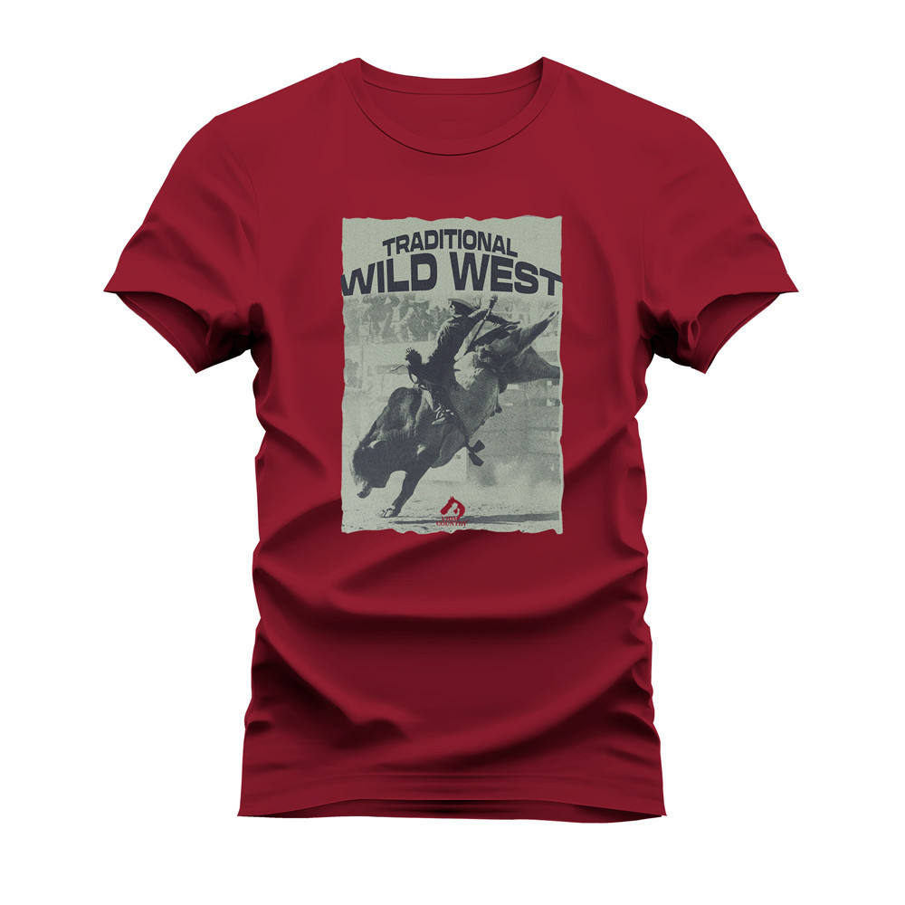 Camiseta Algodão Confortável Malha Mácia Estampada Traditional Wild West BearShop