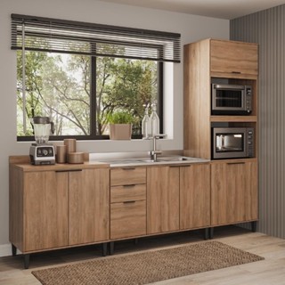 Conjunto Balcões Miami Loft Carraro Freijó em Oferta na Shopee