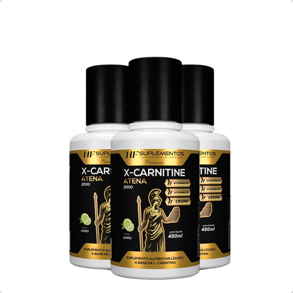 3X X-CARNITINE ATENA 2300 + CROMO 480ML LIMÃO HF SUPLEMENTS