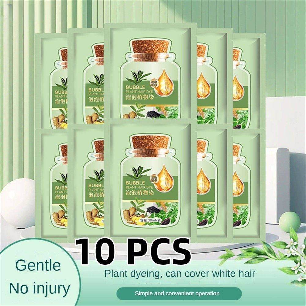 10 peças pacote tintura de cabelo Shampoo puro Natural ervas tintura de cabelo espuma capa cabelo branco