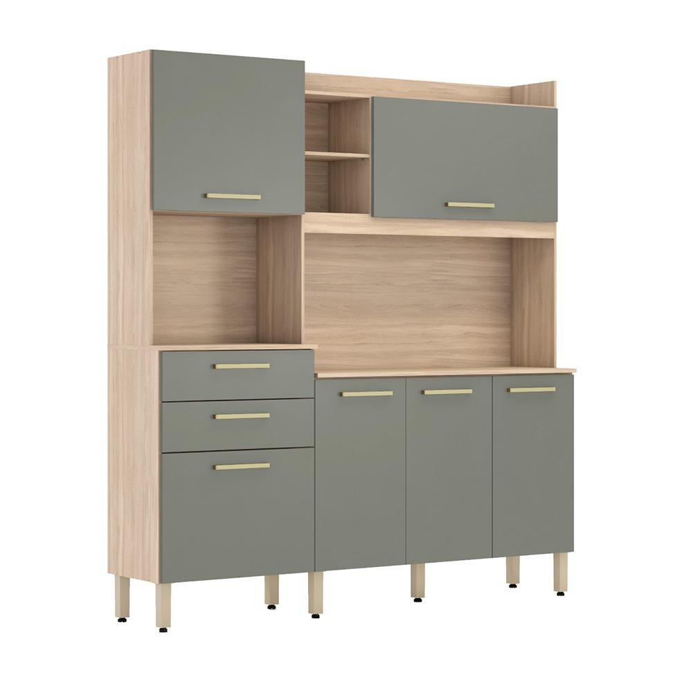 Kit de Cozinha Select 6 Portas 2 Gavetas Avena e Menta em Oferta na Shopee