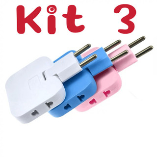 Kit 3 Adaptador de tomada articulada dobrável  jorge