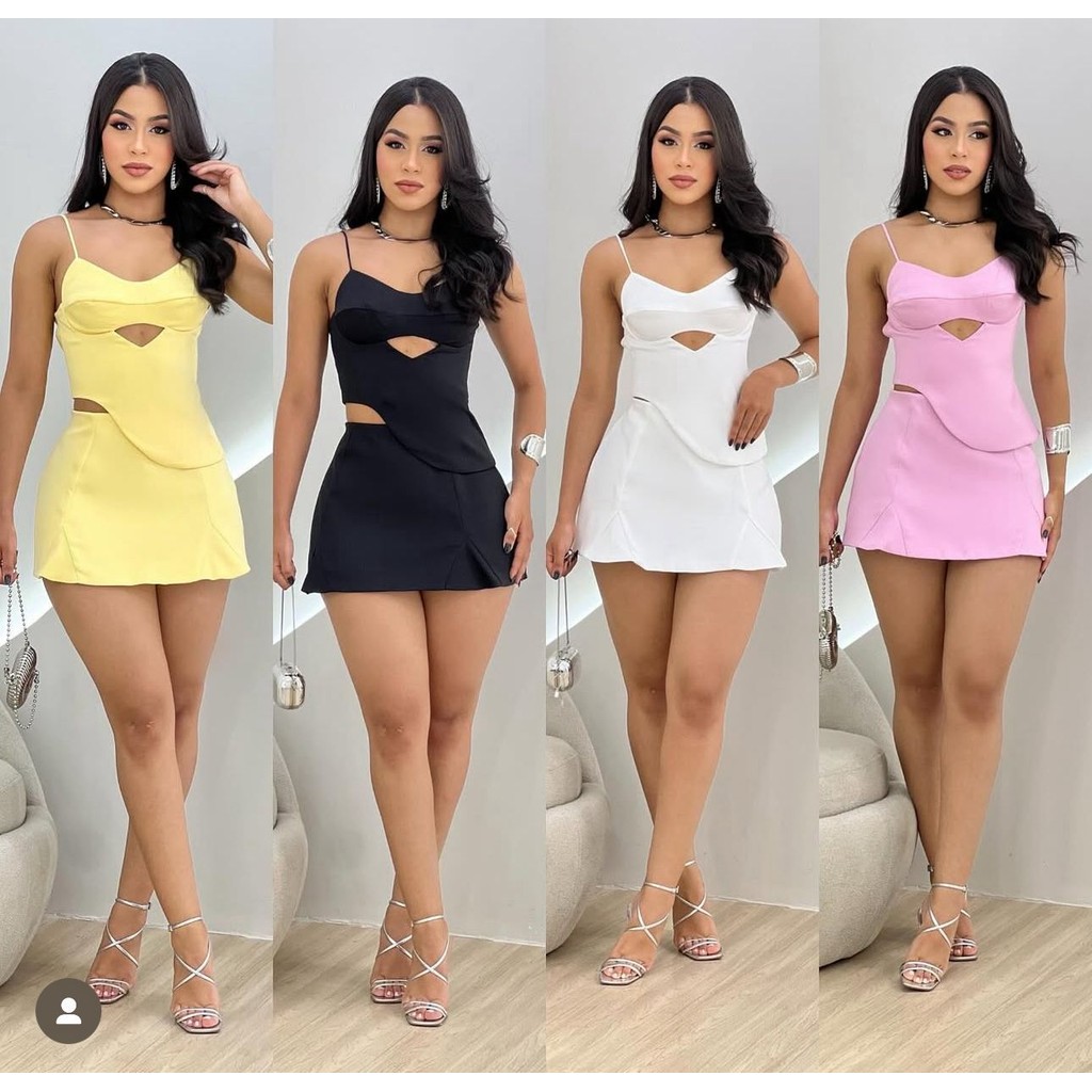 Conjunto 507 Feminino Alfaiataria Saia e Cropped | Elegante e Estiloso